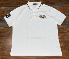 Polo Ralph Lauren Classic Fit Triple Pony Mesh Polo Shirt White Big Tall 2XB