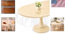 Clear Oval Table Cover Protector 52 x 70 in Plastic Tablecloth for Dining