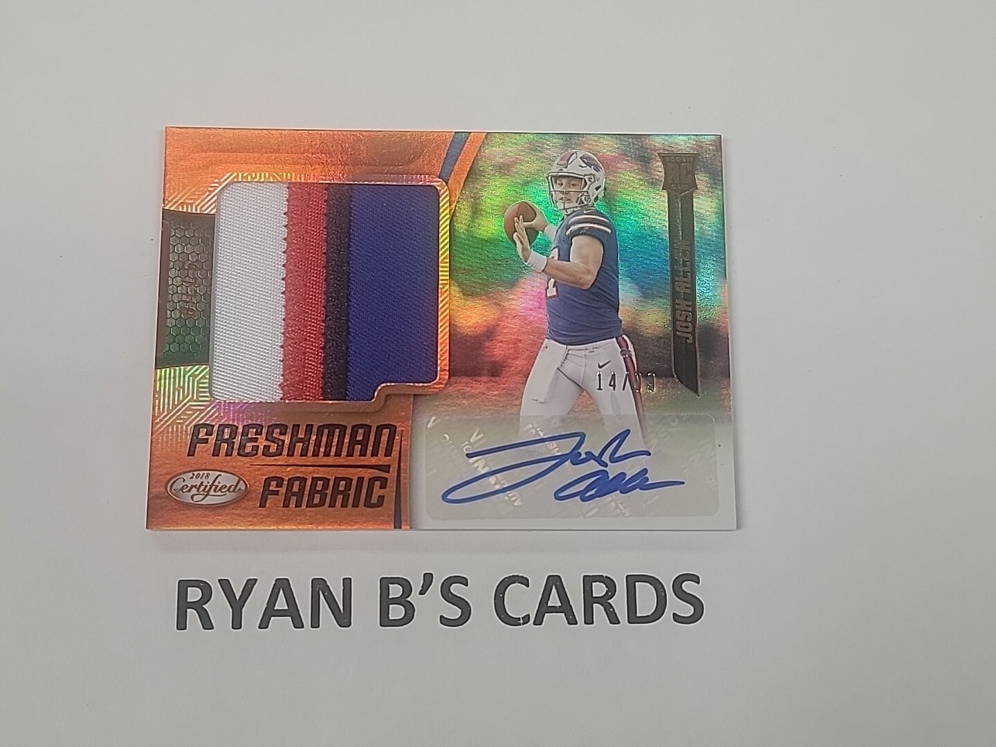 2018 Panini Certified JOSH ALLEN Freshman Fabric Mirror Orange #14/99 RC AUTO SP