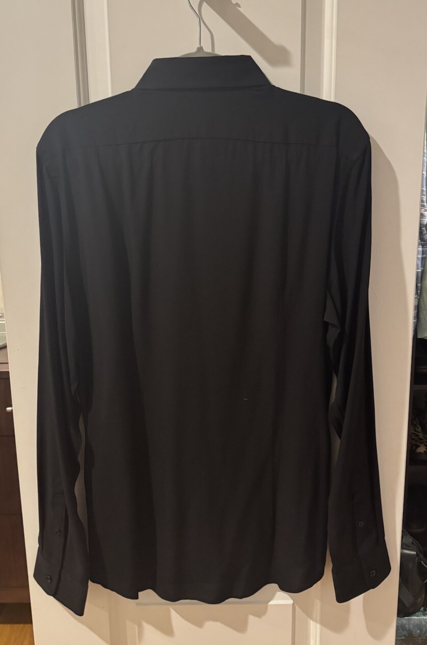 Reiss Slim Fit Black Viscose Shirt with Trim Size L image 2