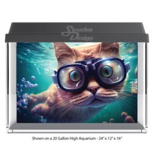 Cat Swimming Goggle Scuba Polyester Fish Tank Glass Backdrop Aquarium Background