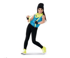 Weissman Dancewear 9113 Womens Medium MA Blue Sequin Leotard Black Jazz Pants