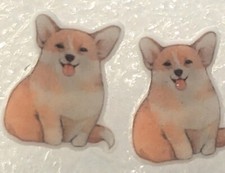 Corgi Dog Happy Sitting Teeny Tiny Flat Acrylic Stud Earrings Jewelry