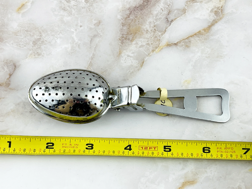 Vintage Silver Tone Teaspoon Tea Strainer - Long Handle Loose Leaf Infuser - Picture 7 of 7