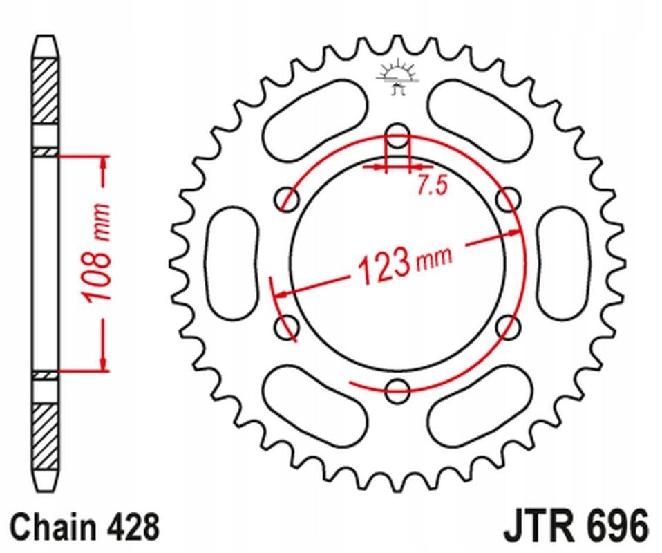 Pignon arrière JT 707 49 résout les sauts de chaîne 520 sur moto Cagiva 50 Prima 92-95