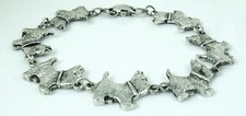 Cute Scottish Terrier Dog Bracelet antique silver plated 7