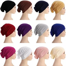 12 Pieces Under Scarf Hijab Cap Under Caps for Turban Head Wraps Scarf Solid ...
