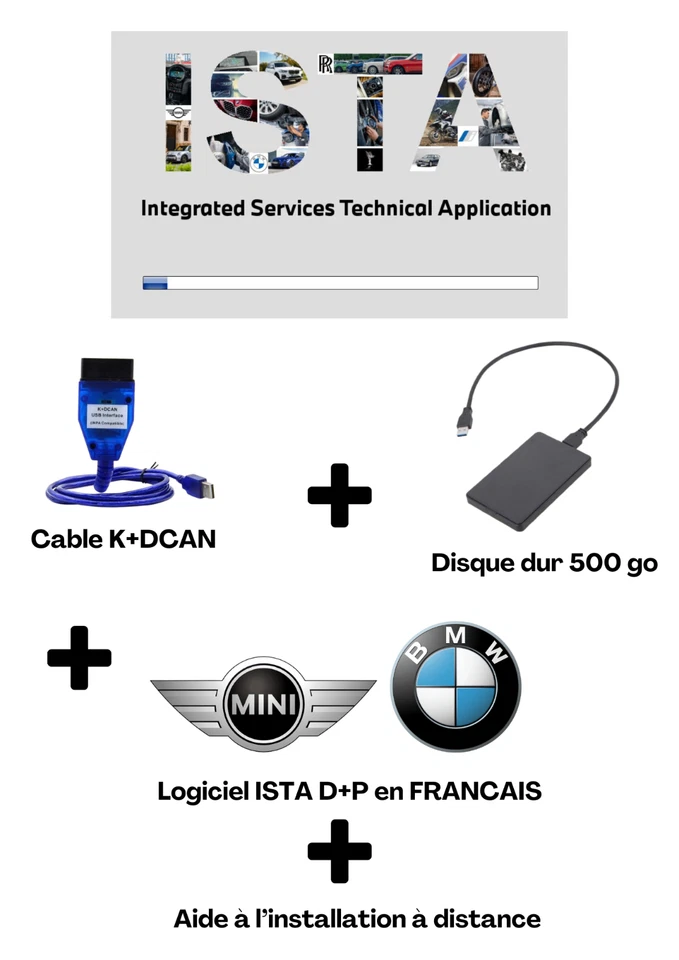 Valise Diag ISTA D+P (français) BMW/MINI + Disque dur 500 go + cable K+DCAN - Photo 1/1
