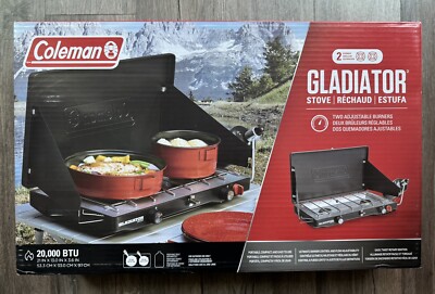 Coleman Gladiator 2 Burner Portable Camping Stove Rotary Ignition 