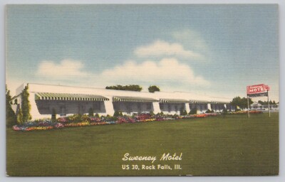 Postcard Sweeney Motel US 30, Rock Falls Illinois