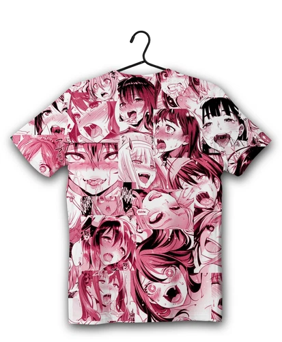 O-Face Hentai Manga T-Shirt Anime Harajuku Shy Sexy Girls red color Ahegao - Picture 3 of 8
