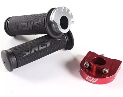 NCY THROTTLE & GRIP SET (RED, BEARING STYLE, 7/8'') FOR 50cc QMB139 / 150cc GY6