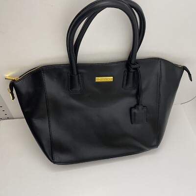 Joy & Inman Large Black Purse 100% Split Leather w Poly Liner Flashlight Mirror