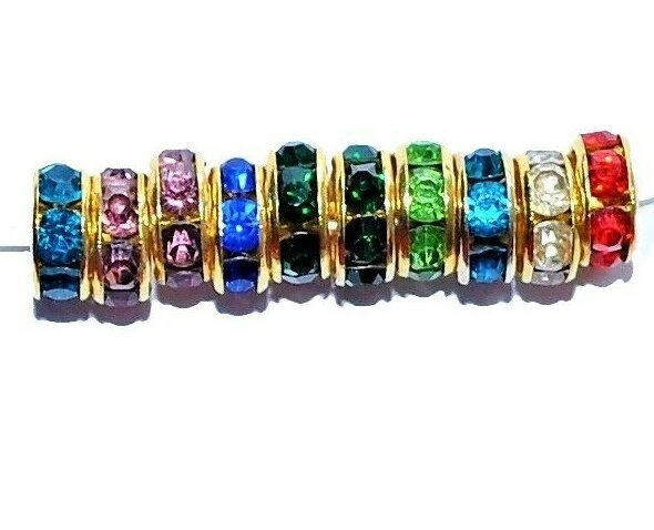 wholesale AAA GOLD faceted glass crystal rondelle spacer beads of 8 mm, 9 colour - Image 2 of 4