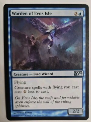 MTG Magic The Gathering Card Warden of Evos IsleCreature Bird Wizard Blue M14