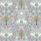 Fat Quarter Glow In The Dark Mirrored Woodland On Grey 100% Quilting Fabric