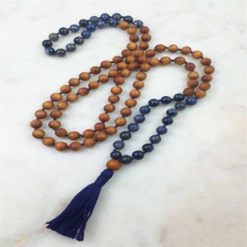 8mm Blue-vein stone 108 Buddha Beads Tassels Bracelets Chakra Elegant Lucky Pray - Zdjęcie 1 z 1