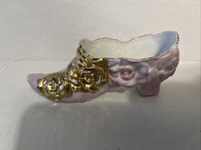 Vintage Porcelain Victorian Slipper Shoe With Pink Roses