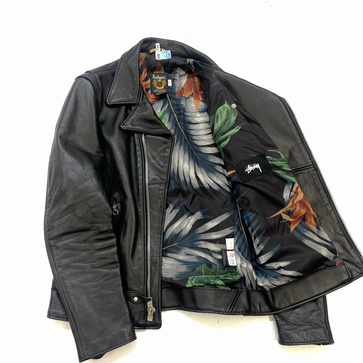 【希少】STUSSY Leather Sport Coat Stussy 90s Leather Car Coat Vintage Black Snap Button Issue