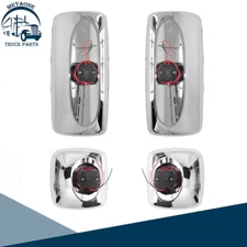 4 PCS Heated Chrome Main Mirrors+Wide Angle Mirrors For Freightliner M2 Columbia