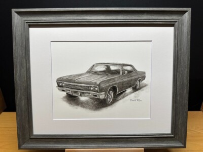 Drawing of a 1966 Chevrolet Impala Car 4-Door Graphite Pencil Art Sketch Picture