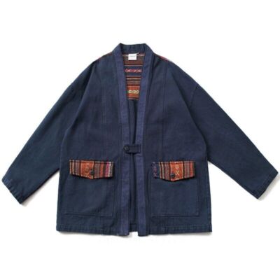 Mens Retro Kimono Cardigan Japanese Ethnic Jacket Cotton Coat