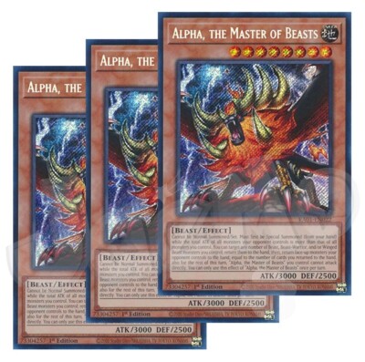 Yugioh - Alpha the Master of Beasts x 3 - 1st Edition Secret Rare NM ...
