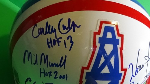 Earl Campbell Warren Moon +3 Signed Houston Oilers Helmet w/ Display Case - Picture 6 of 12