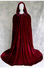 Velvet Hooded Cloak Long Robe Witch Capes Halloween Costume