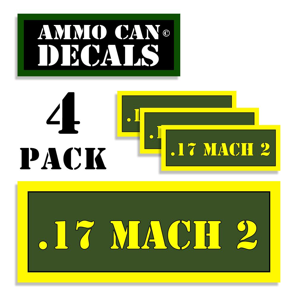 17 MACH 2 Ammo Can Stickers Ammunition Case Labels Decals 4 pack 3