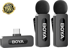 BY-V20 Wireless Lavalier Mic USB-C for Android& PC,Omnidirectional Lapel Mic Set