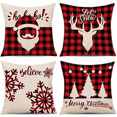 red plaid pillow cases