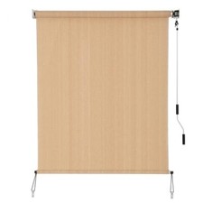 Outdoor Sunshade Roller Shades Cordless Roll Up Shade 6' W x 6' H Walnut