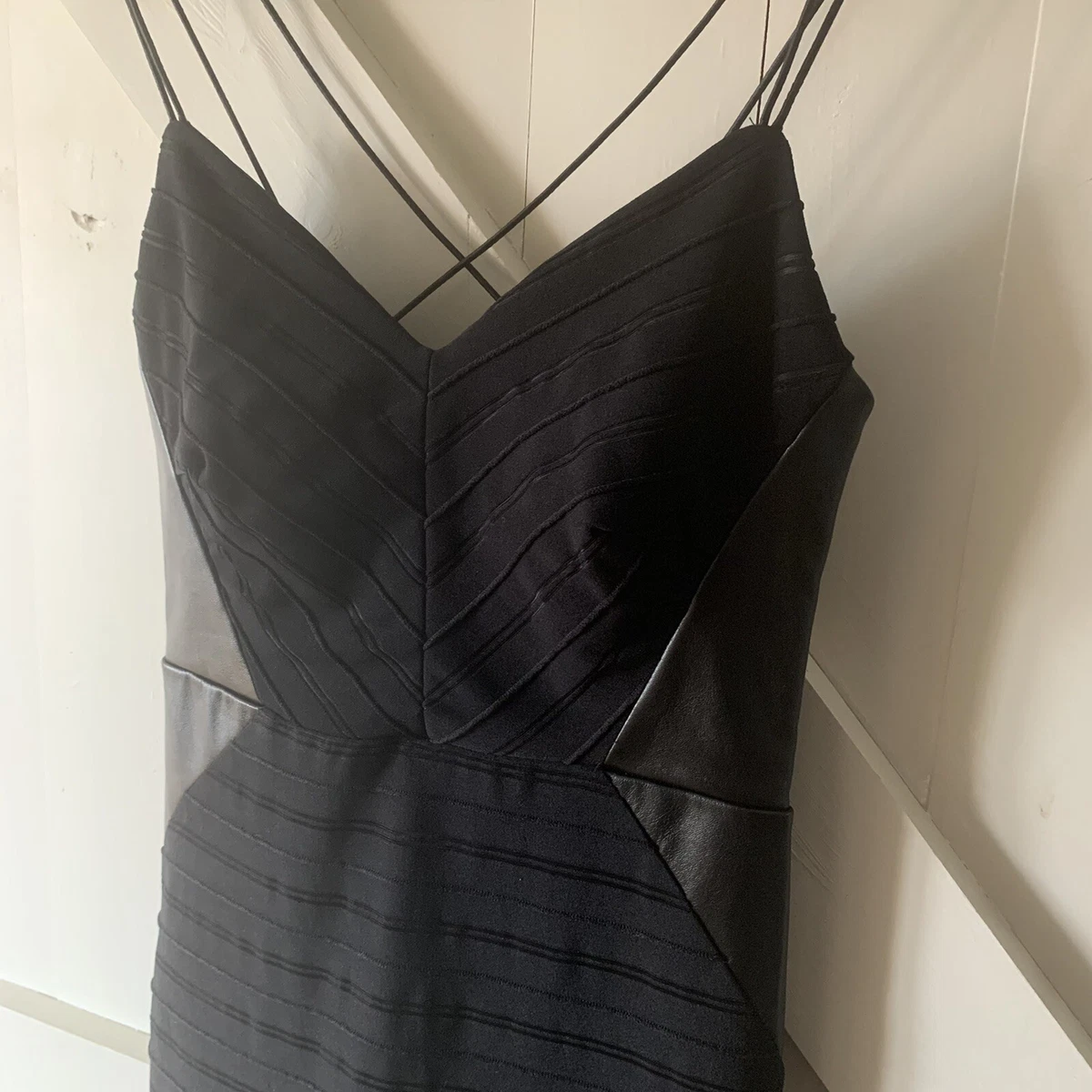 Lipsy black cheap leather dress