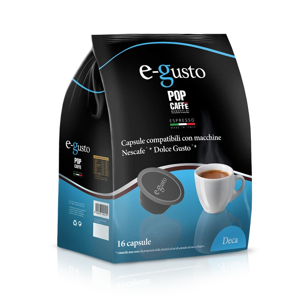 96 Capsule Pop Caffè E-GUSTO Miscela 4 Dek DECAFFEINATO compatibili Dolce Gusto