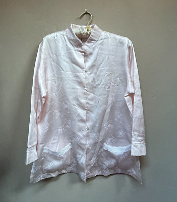 Oscar De La Renta Women Jacquard Chinese Style Pajama Top Light Pink Lightweight