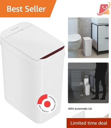 3 Gallon Plastic Motion-Sensor Trash Can Touchless Slim Small Waste Bin White