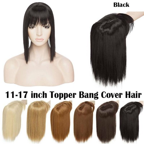 Women Curly Topper Toupee Hairpiece Clip In Hair Extensions with Bangs for Women - Picture 14 of 41