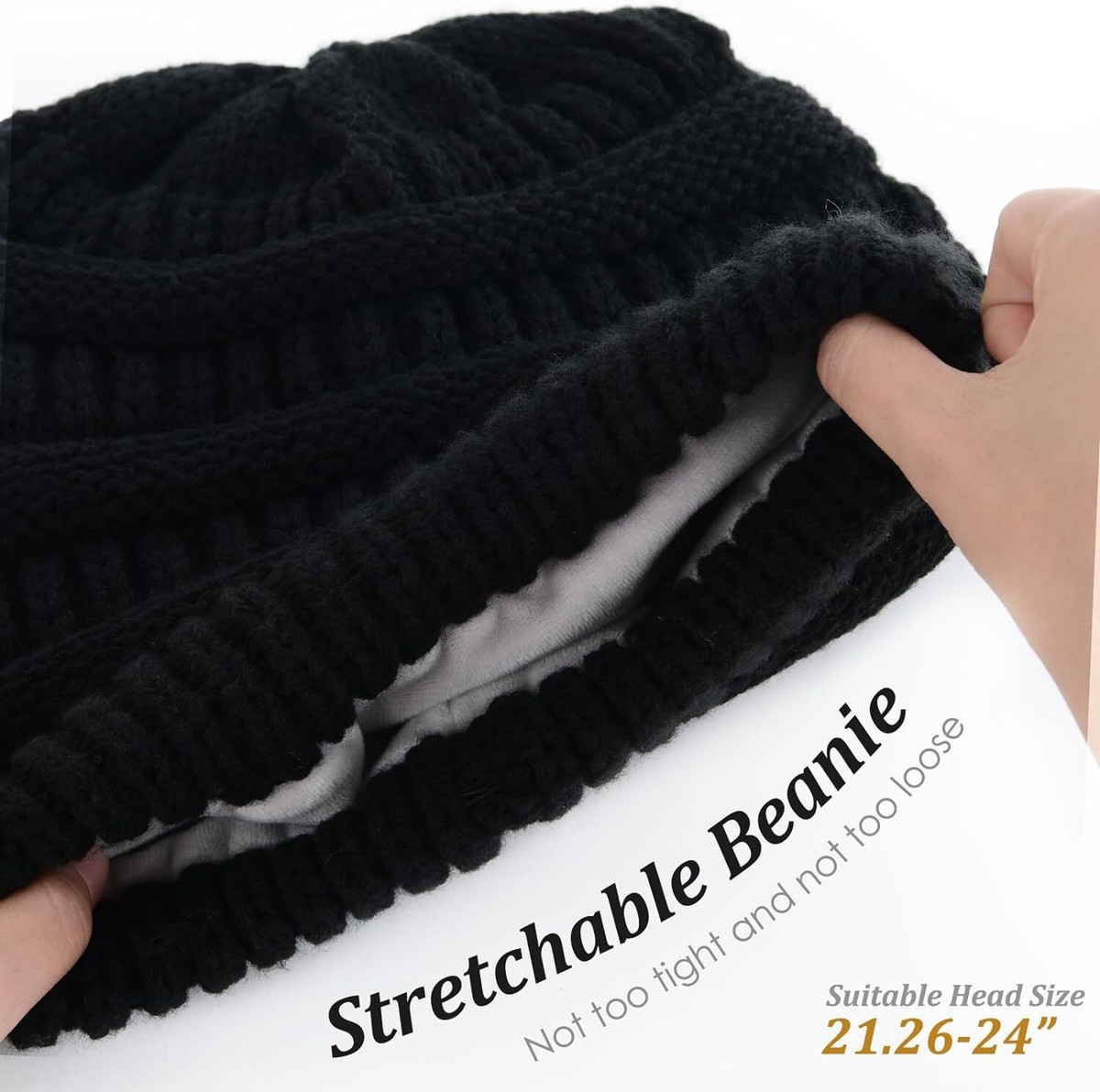 FURTALK Knit Beanie Hats for Women Men Fleece Lined Ski Skull Cap Slouchy Winter FURTALK Winter Knit Slouchy Beanie Hat Warm Skull Ski Cap main image 4