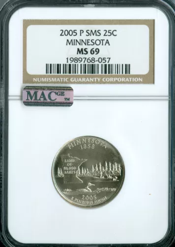 2005 P MINNESOTA QUARTER NGC MS69 SMS PQ MAC SPOTLESS  .