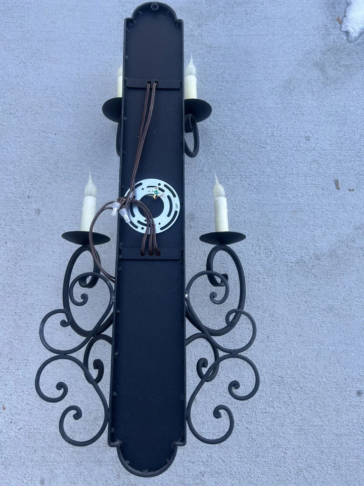 5 LUCES APLIQUE DE PARED ESTILO RENACIMIENTO ESPAÑOL HIERRO FORJADO AÑOS 20 ACABADO NEGRO Foto 4 de 4