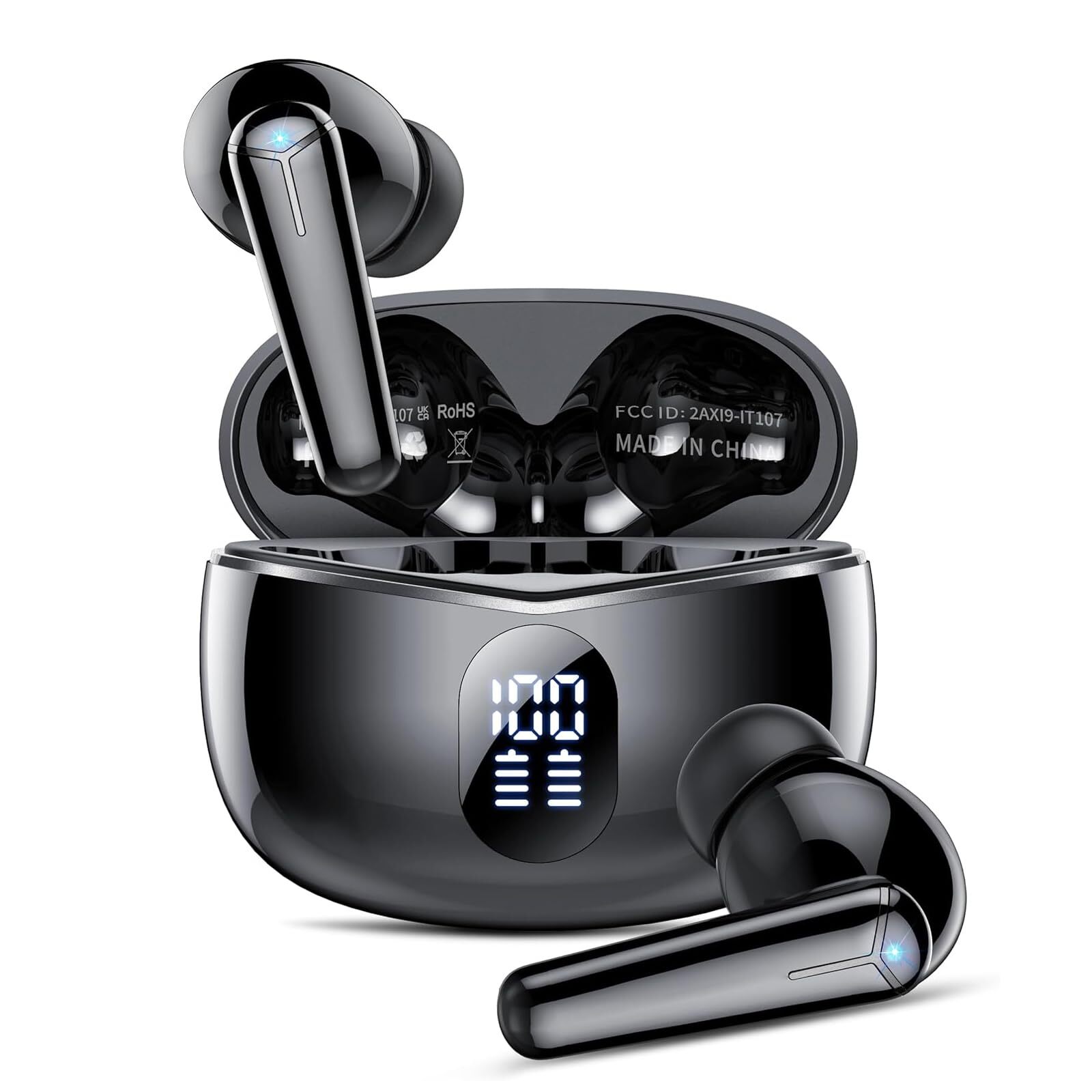 VKROBAG Wireless Earbuds Bluetooth Headphones 45H Playtime Ear Buds with LED ...