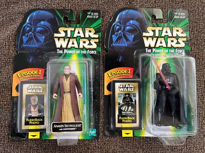 (2) Star Wars POTF Figures Lot Hasbro 1998 Episode I Flashback Photo - Sealed