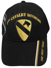U.S. Army, 1st Cavalry, Adjustable, gold lettering, Black Hat LICENSED