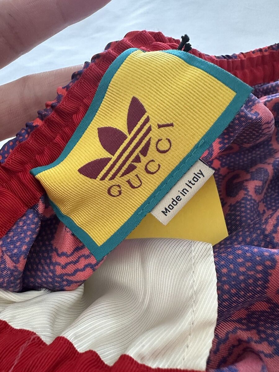 New Gucci X Adidas GG/Trefoil Print Silk Twill Men's Shorts New Gucci X Adidas GG/Trefoil Print Silk Twill Men's Shorts