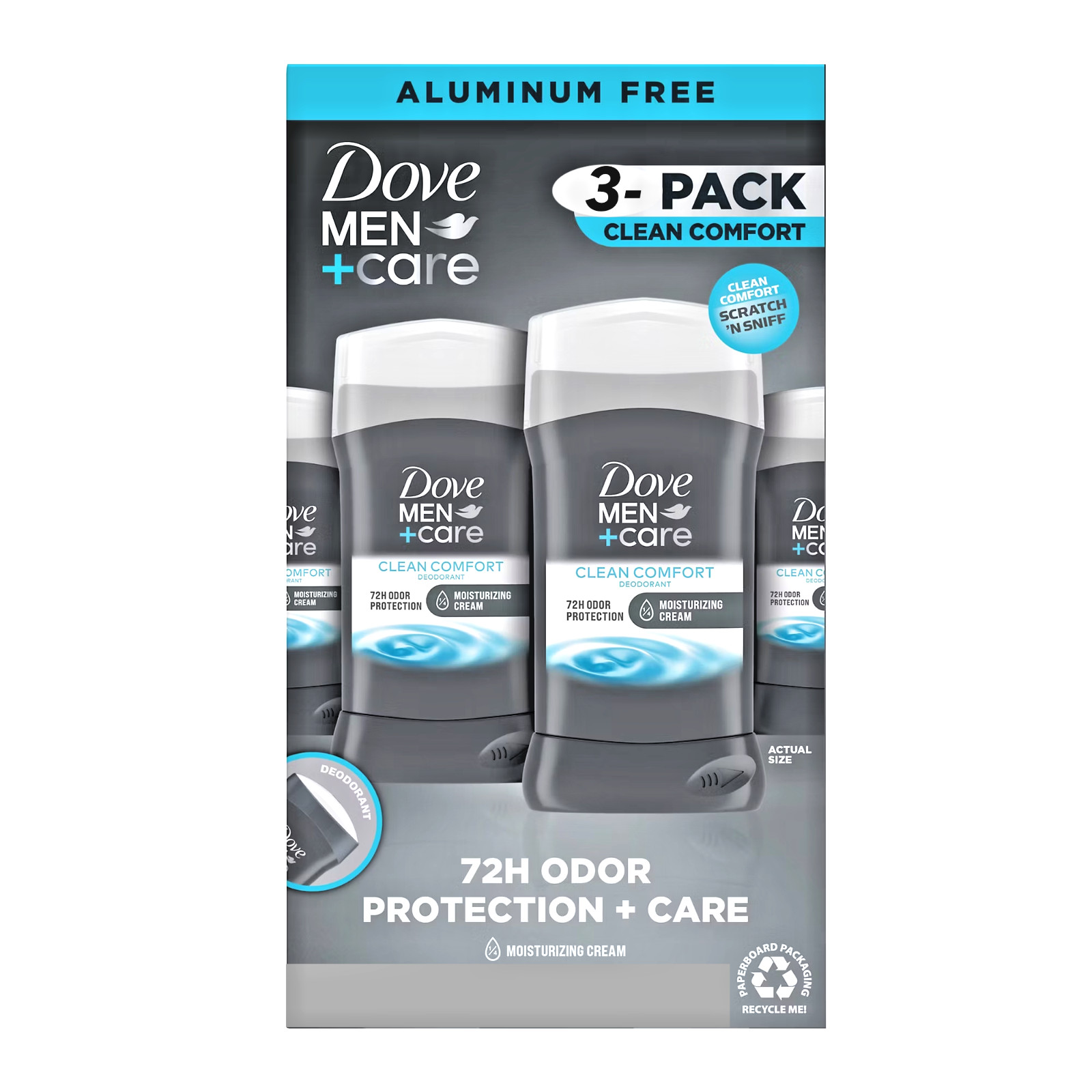3 PK. DOVE  MEN + CARE CLEAN COMFORT DEODORANT STICK, 3oz (Pack of 3)  72 H ODOR
