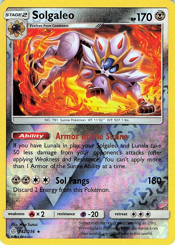 Solgaleo 142/236 - REVERSE HOLO - SM - Cosmic Eclipse - NM