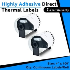 2Rolls Continuous Paper Tape DK-2243 Labels 4"x100' for Brother QL-1110NWB 1050
