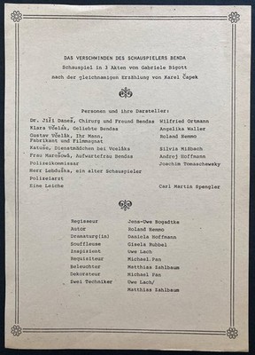 2 Handzettel für Theaterstücke Theater im Palast tip 1982
