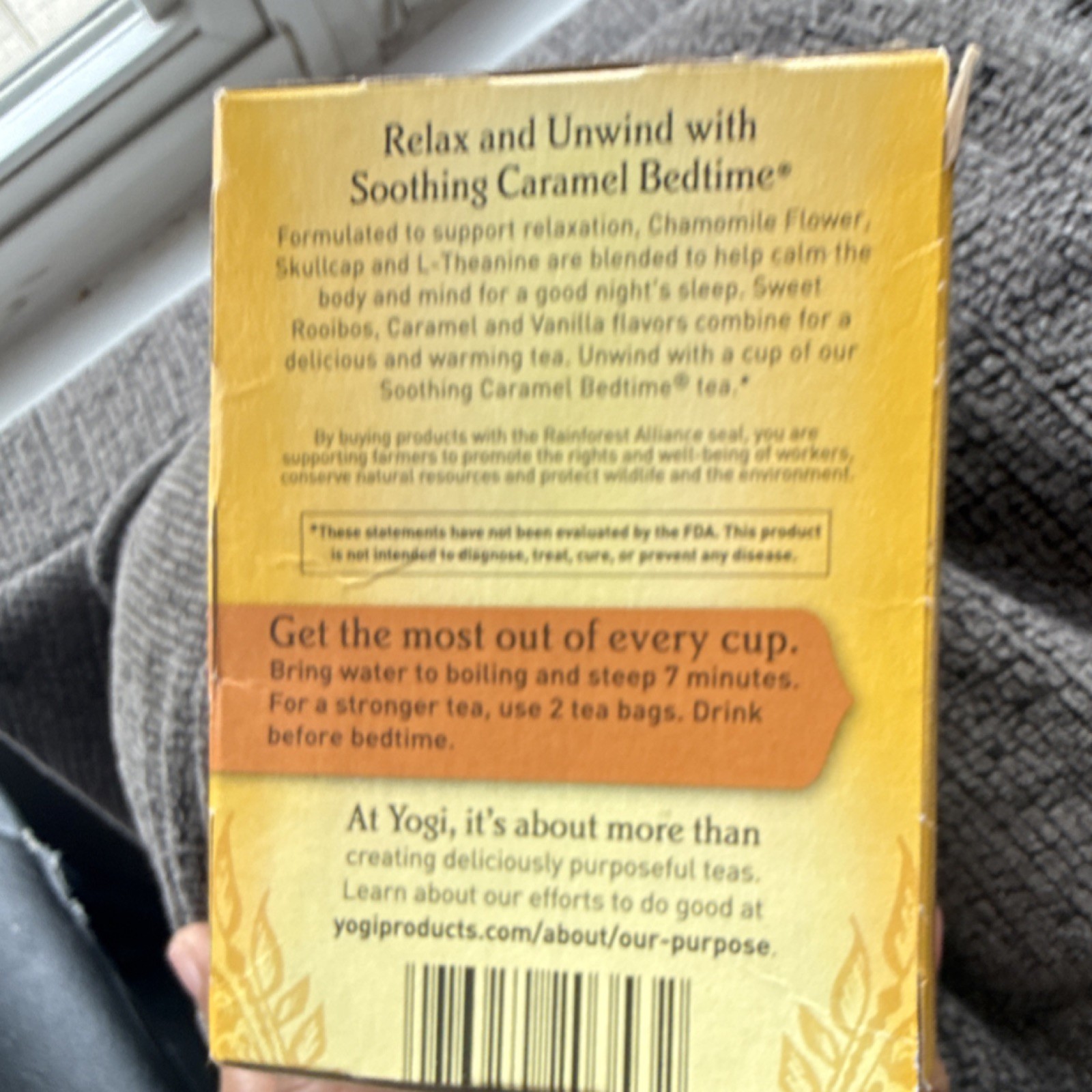 Yogi Soothing Caramel Bedtime Herbal Tea Bags Vanilla 16 Ct 30g Organic